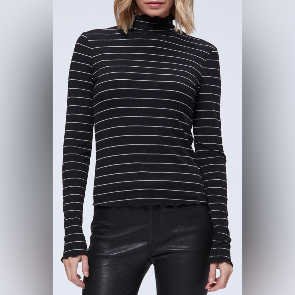 NWOT Paige Cadence Turtleneck In Black Silver, S